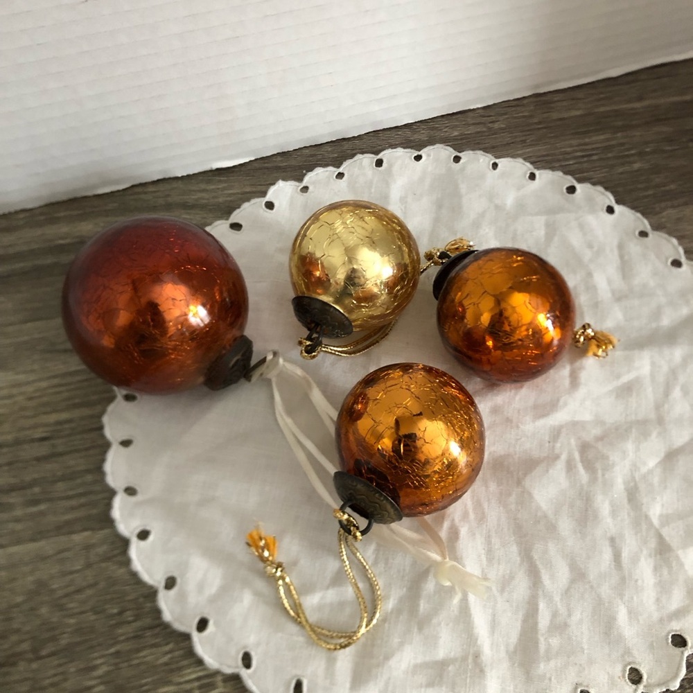 Kugel Style Crackle Glass Metallic Ornaments